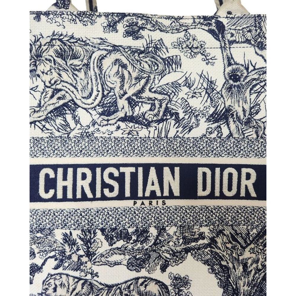 Dior Book Small Tote Bag in Navy Blue Canvas - Picture 8 of 10